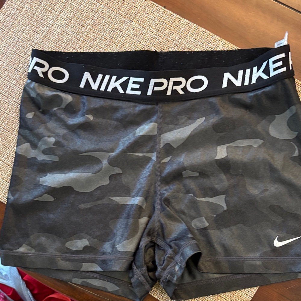 Nike Pro Black and Gray Camo Shorts